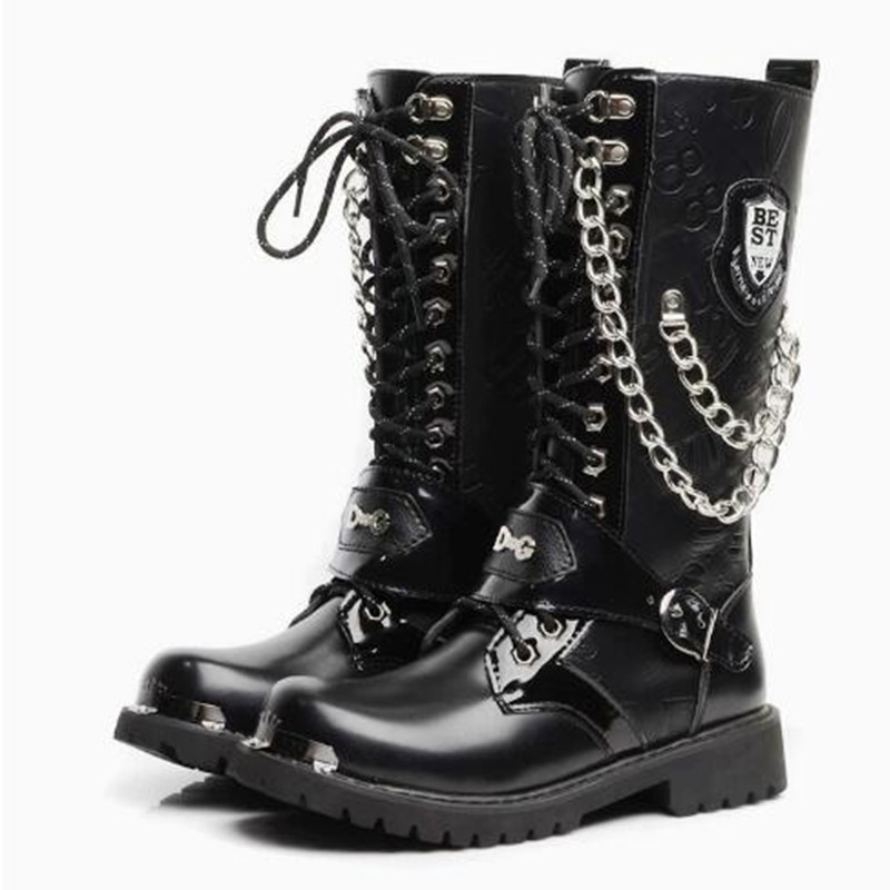 Luxury Men Motorcycle Boots Mi - đánh giá và giá Steel Chain